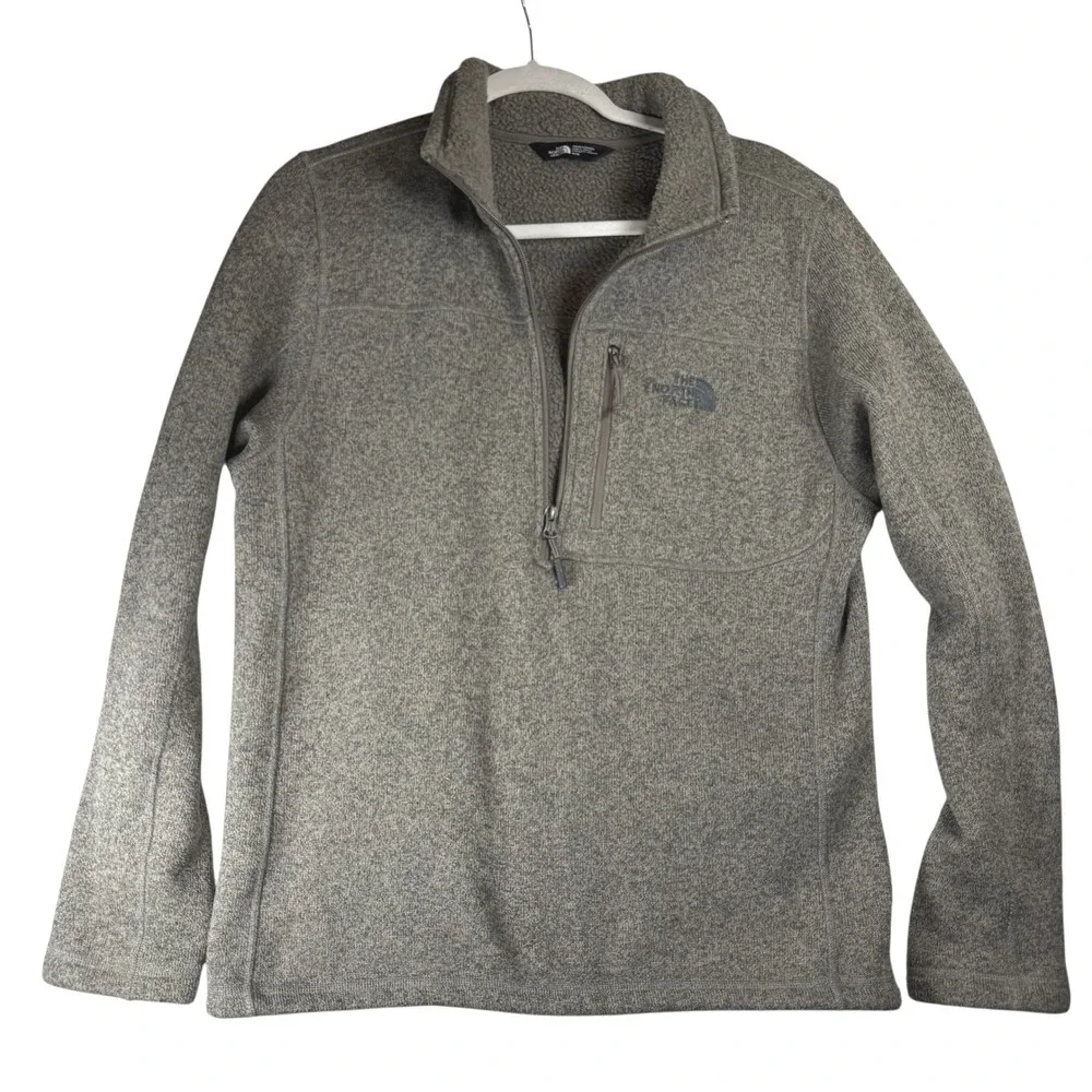 The North Face Mens Gray Quarter Zip Pullover Sweater‎ Fleece Jacket Medium